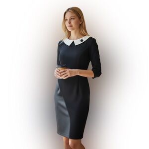 Allegra K Black and White Long Sleeve Dress